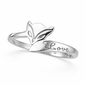 Silver Tone Fox Ring | Open Band | Love Engraved | Animal Jewelry